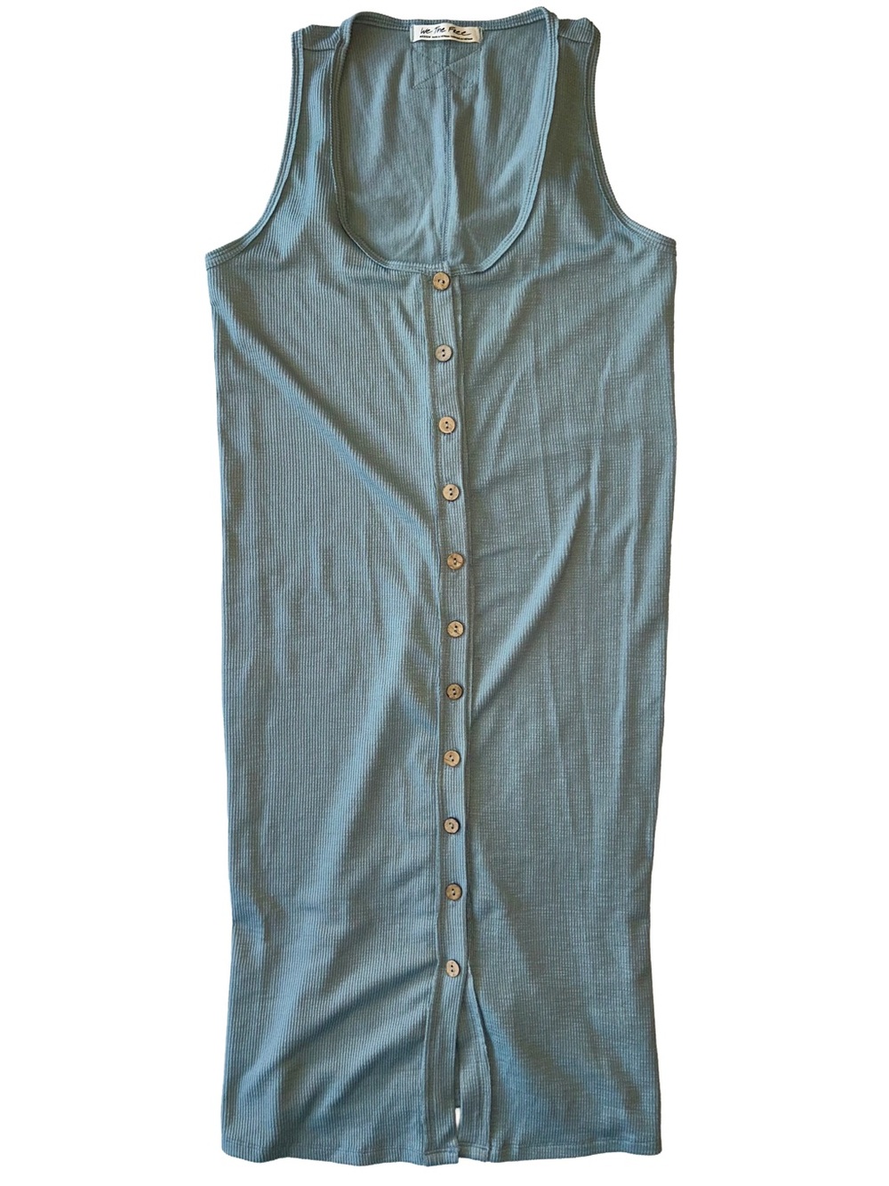 Free People Blue Ribbed Gia Long Vest Dress Tunic Boho Medium - Picture 2 of 7